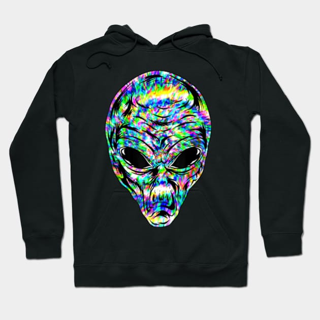 Alien Head Tie Dye Outer Space Aesthetic Retro Hoodie by marchizano